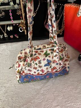 Butterfly Print Quilted  Organizer Bag - Multicolor